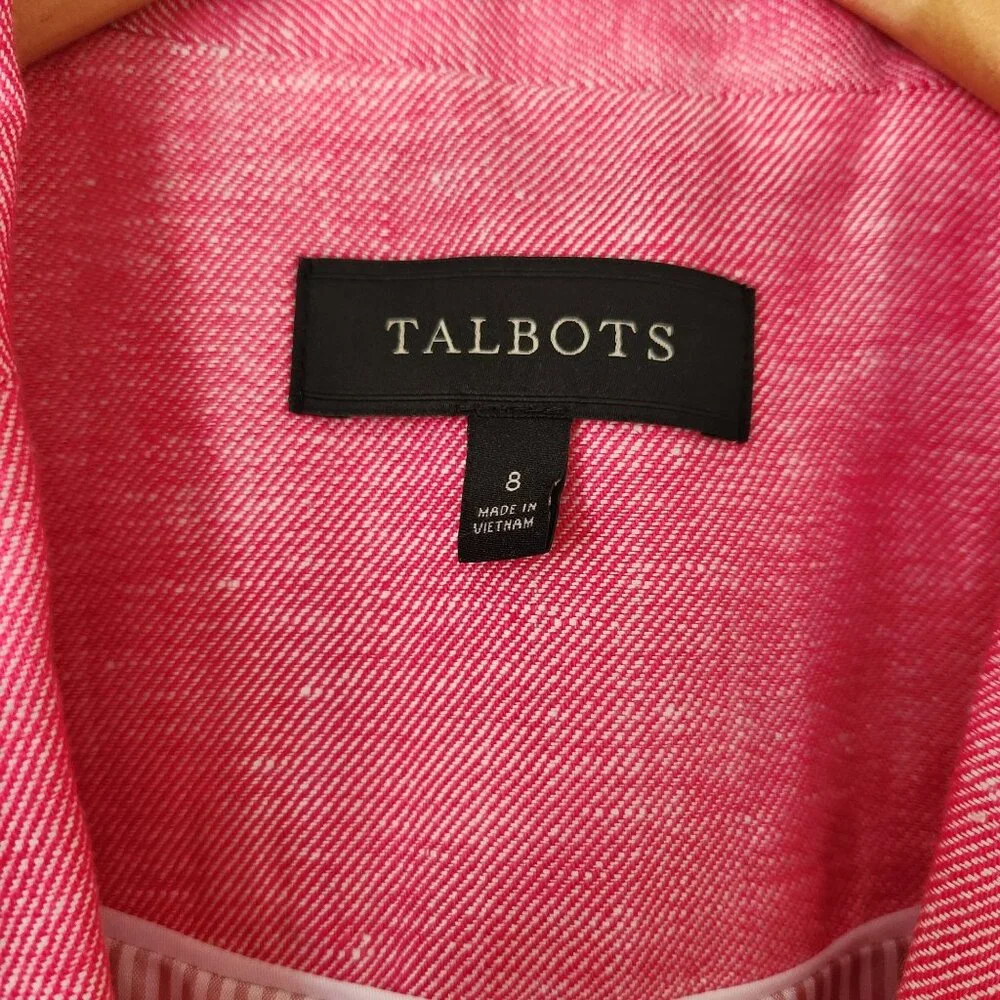 Talbots Pink Linen Blazer Jacket Single Button Lightweight Summer Office Work - Picture 5 of 10